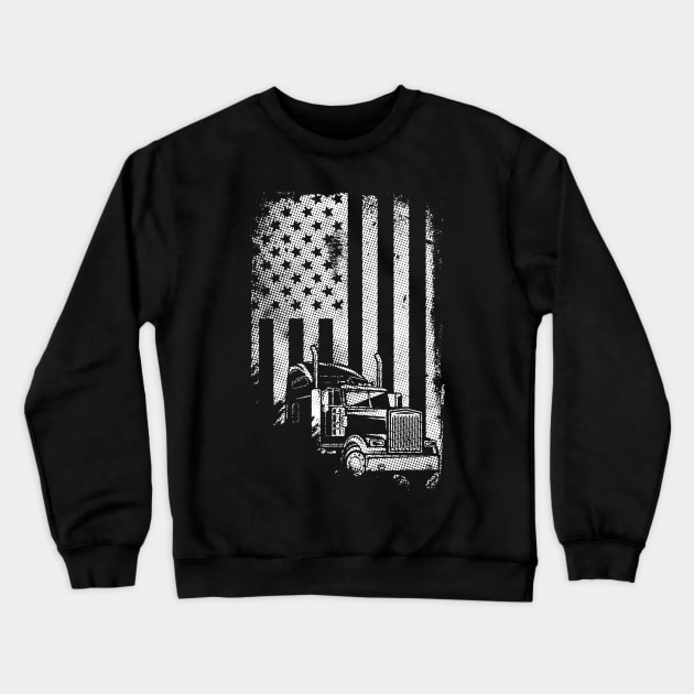 Patriotic American Truck Driver Flag Crewneck Sweatshirt by DAN LE